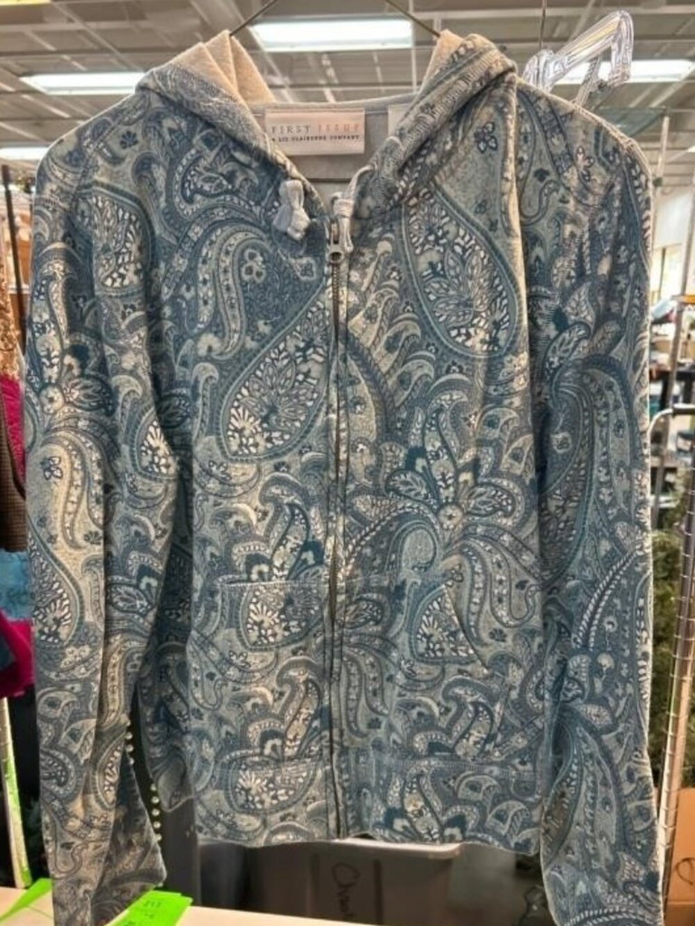 Liz Claiborne First Issue Blue Paisley Hoodie